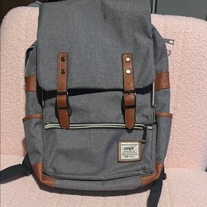 Gray and Brown Backpack
